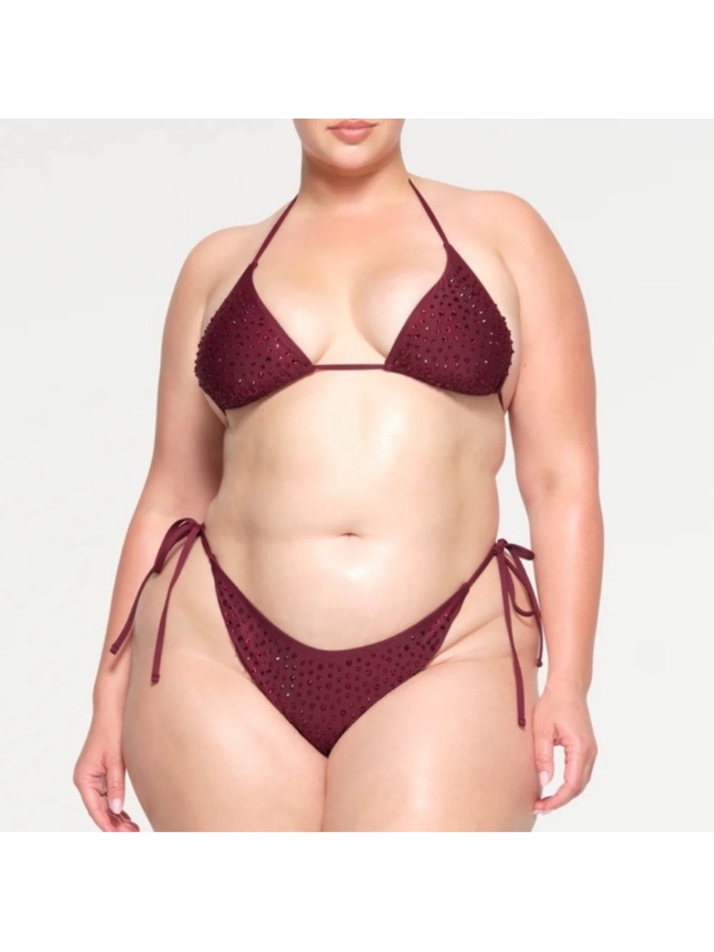 NWT SKIMS Rhinestone Bikini Set in Wine